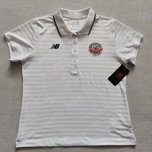 New Balance Women's Rally 2.0 Polo Shirt White Large L Heritage Basketball NWT